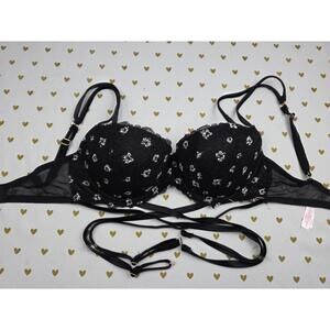 Victorias Secret PINK Strappy Caged Bra DATE PUSH UP 32DD